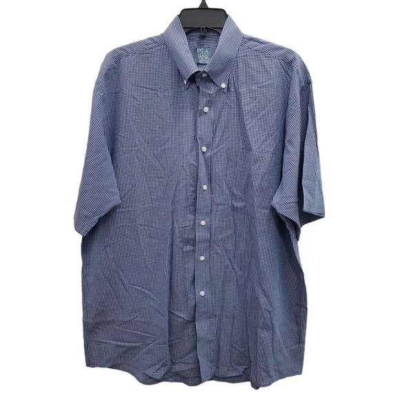 Jos. A. Bank Men's Stays Cool Blue & White Check Cotton Button Up Shirt Size L‎ - Picture 1 of 4